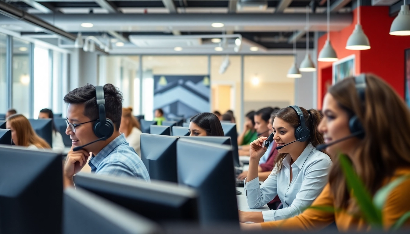 Collaborative agents at a call center in Tijuana delivering exceptional customer service.