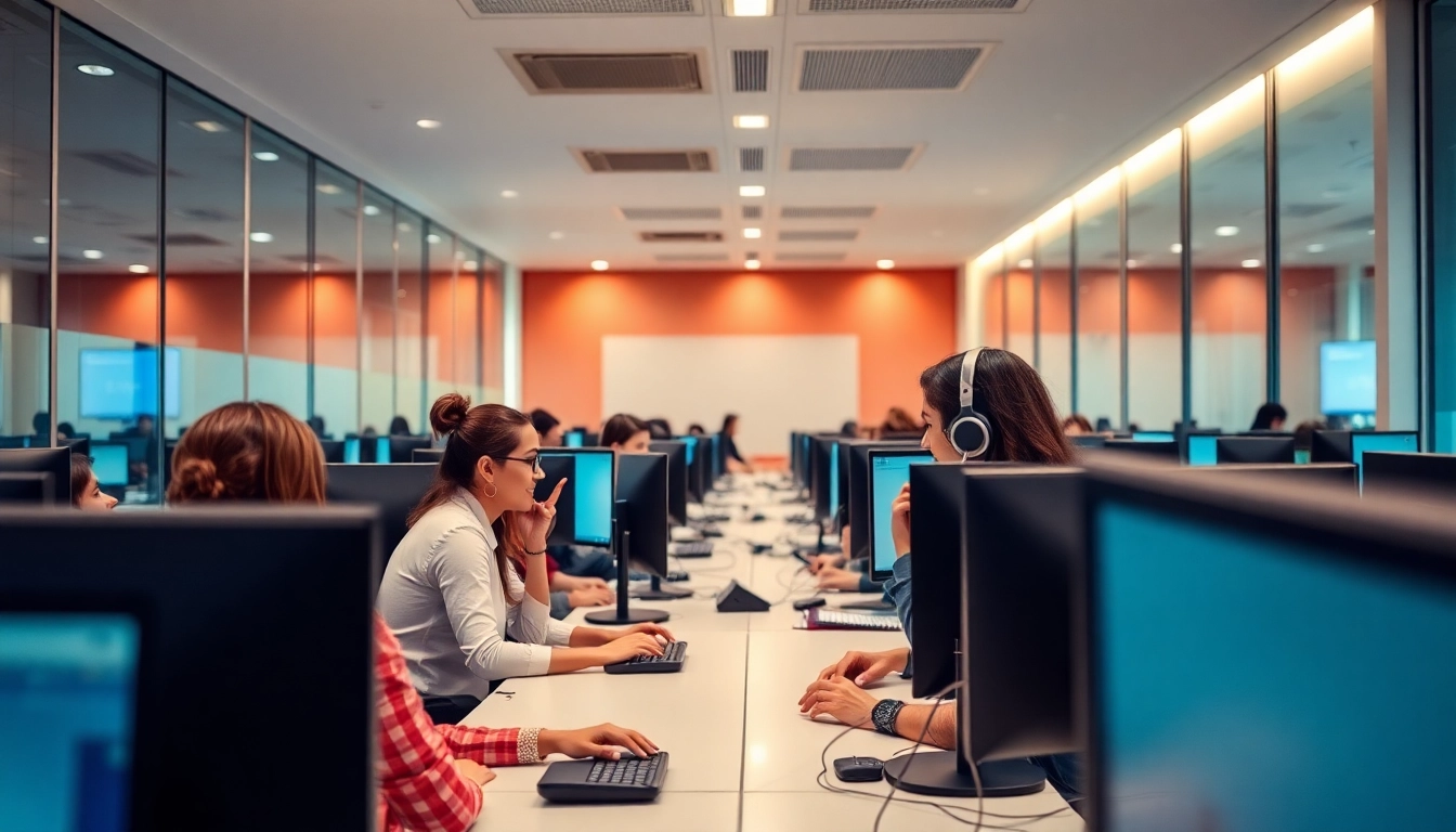 Professional team working at a call center in Tijuana providing exceptional service.