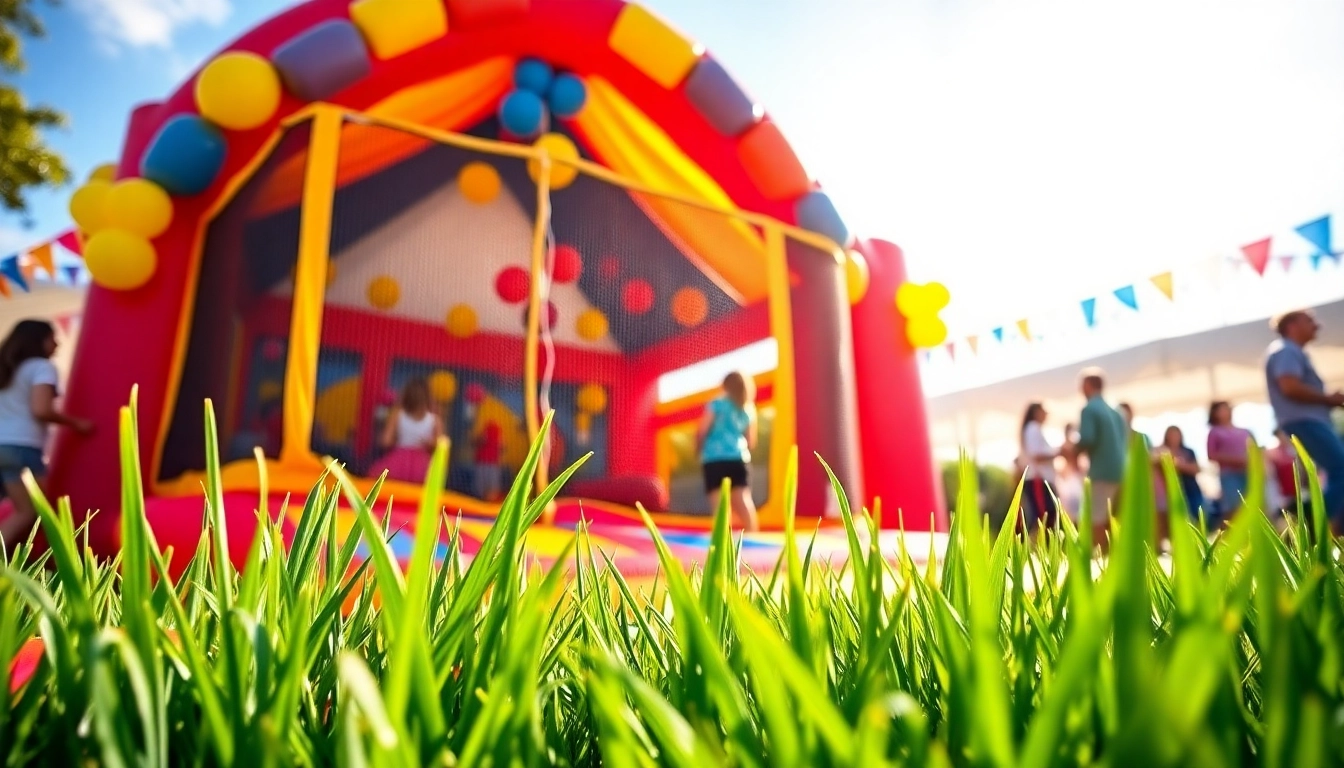 Jump into the fun with a vibrant bounce house rental near me, featuring happy kids at a lively party!