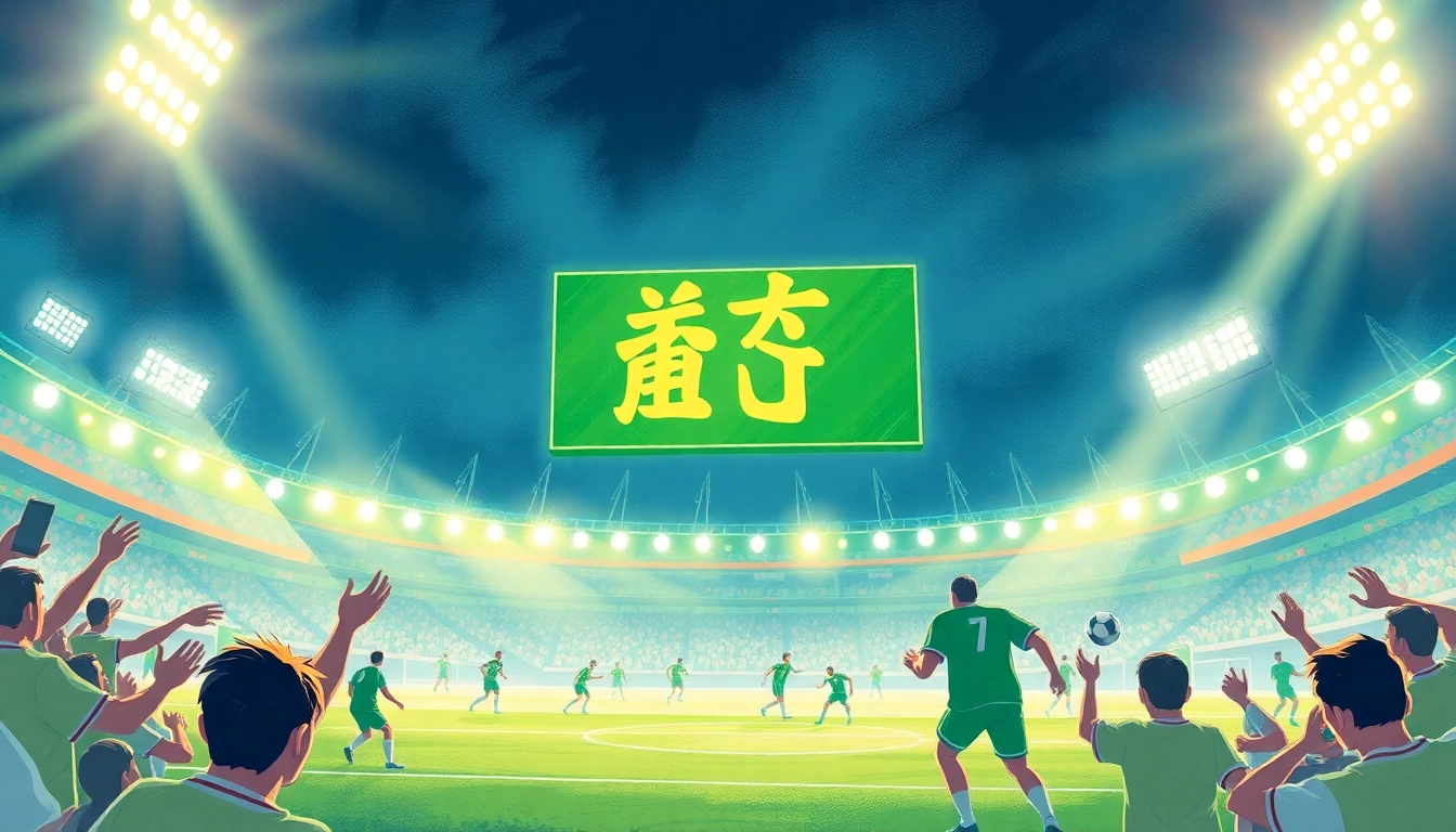 View of a football match scoreboard showing ราคาบอล amidst a dynamic game scene, capturing the thrill of sports betting.