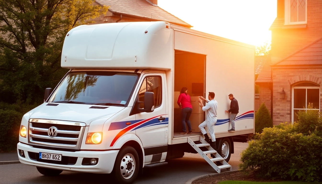 Efficient movers providing home removals in Keighley, carefully loading boxes into a truck.