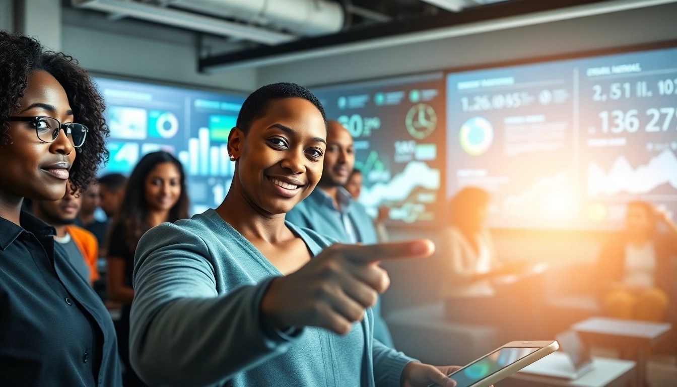 Engaging with the crush ai interface in a modern office, showcasing interaction and innovation.