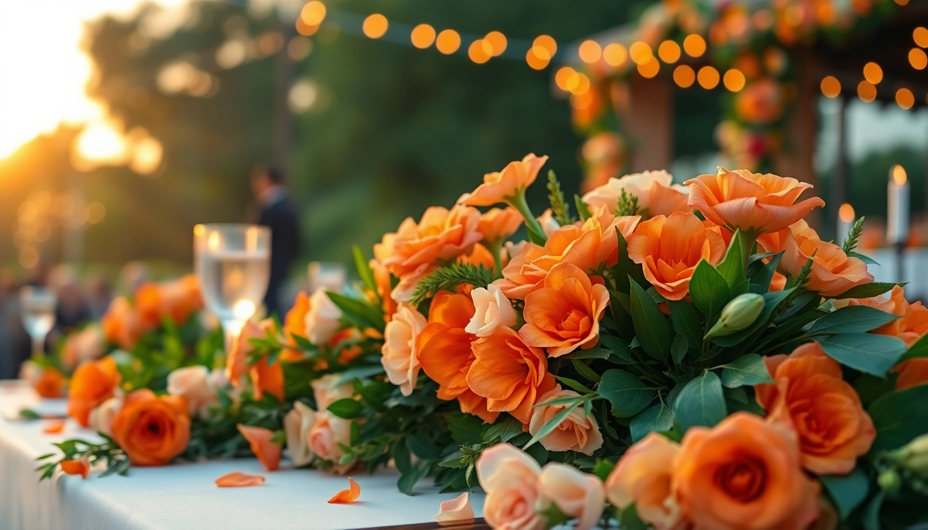Stunning floral arrangement by an Orange County event florist for an elegant outdoor wedding.