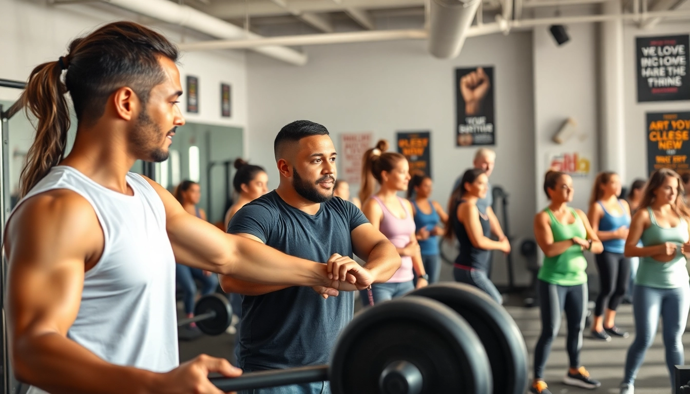 Find the best gym near me in this vibrant fitness scene filled with energetic individuals.