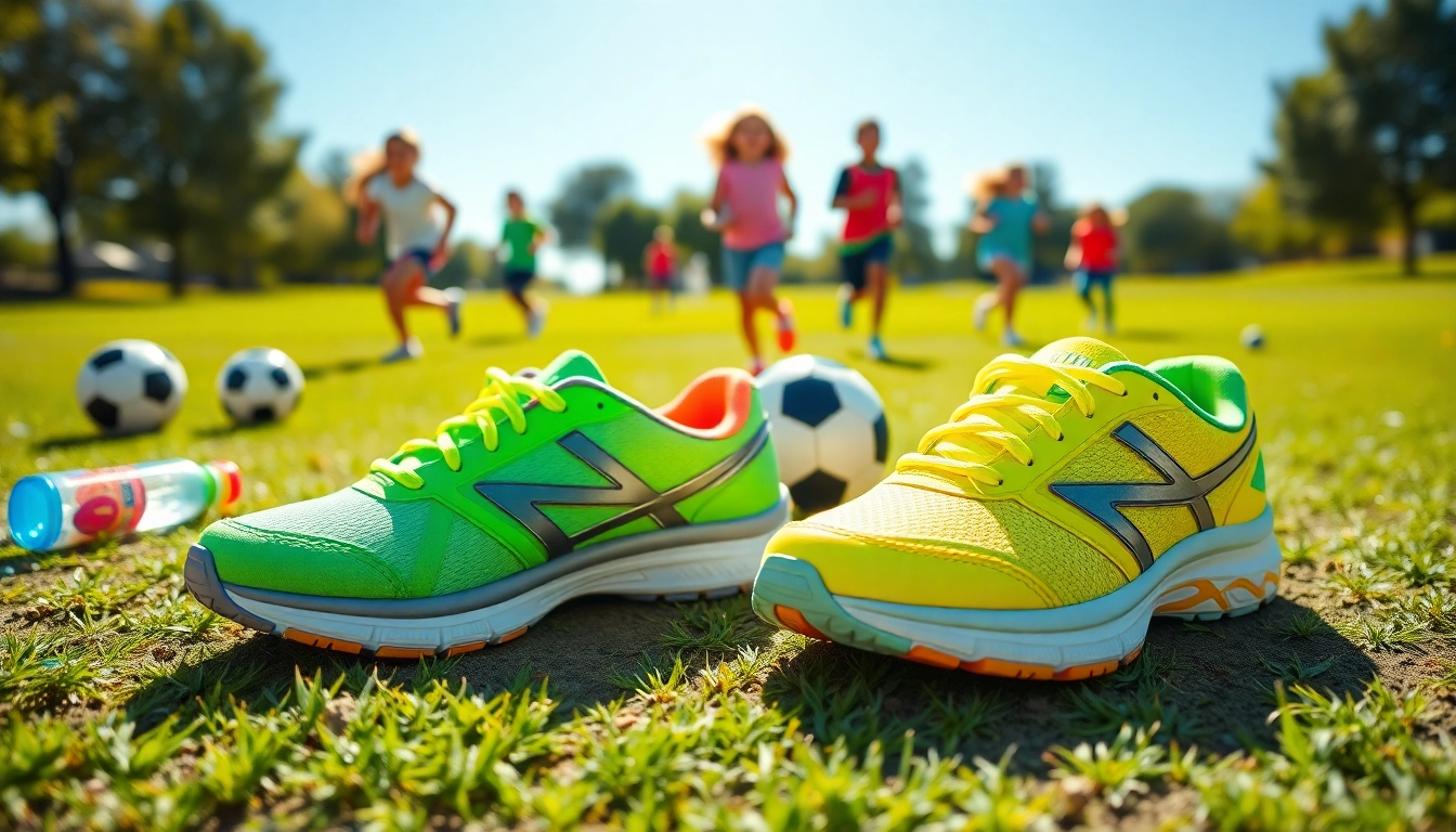 Bequeme Laufschuhe für Kinder in verschiedenen Farben, ideal für sportliche Aktivitäten.