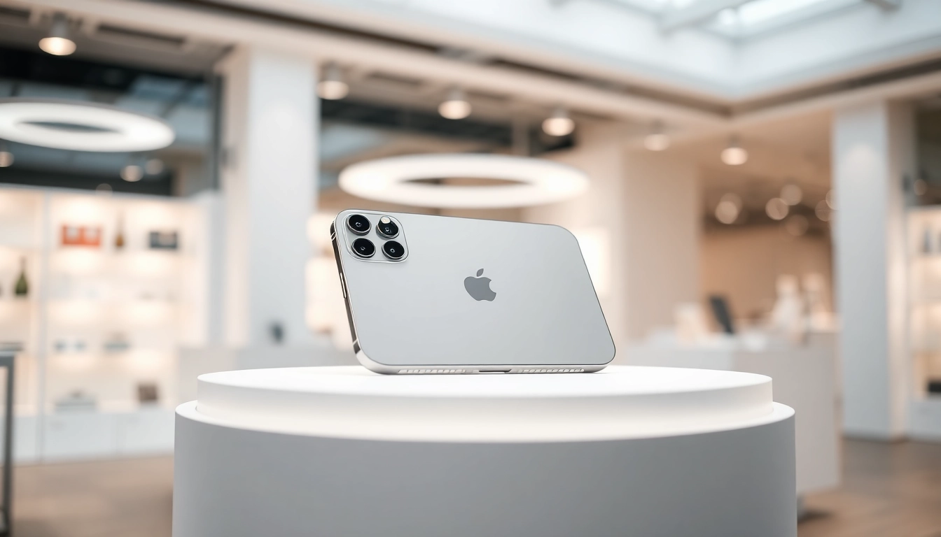 Purchase an iPhone Pro with sleek design highlights and modern retail setting to buy iphone pro.