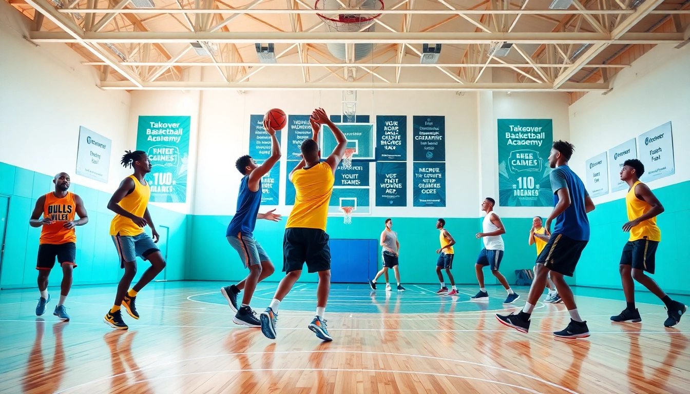 Young athletes engaged in training at Takeover Basketball Academy, showcasing skill and teamwork.