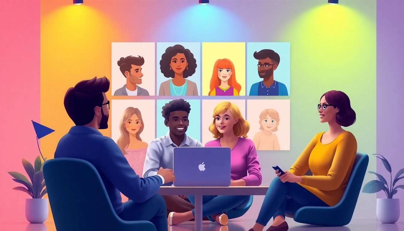 Engage in شات صوتي through interactive avatars in a vibrant chat room atmosphere.
