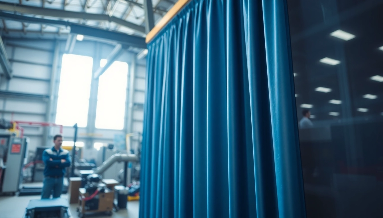 Cortinas industriales en un entorno de trabajo industrial, separando áreas y controlando temperatura.
