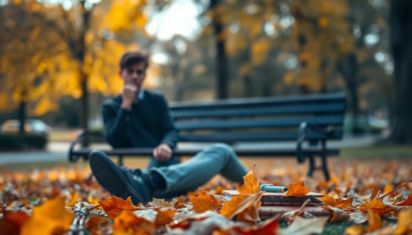 Person reflecting on a relationship breakup in a serene park setting.