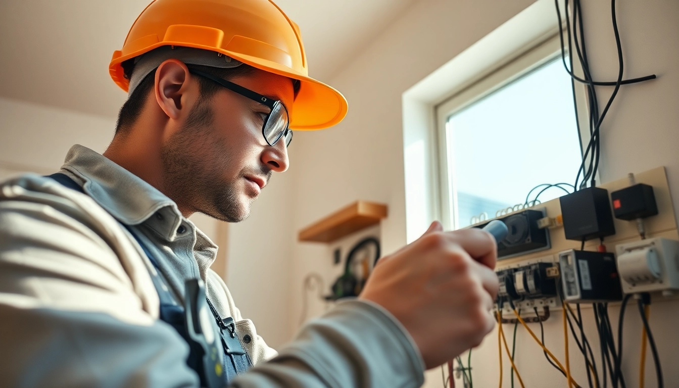 Professional electrician providing services as an Electrical Contractor Clearwater with equipment in a bright home setting.