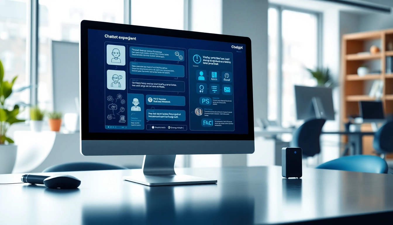 Engaging chatgpt chatbot displayed on a professional computer monitor in a modern office.