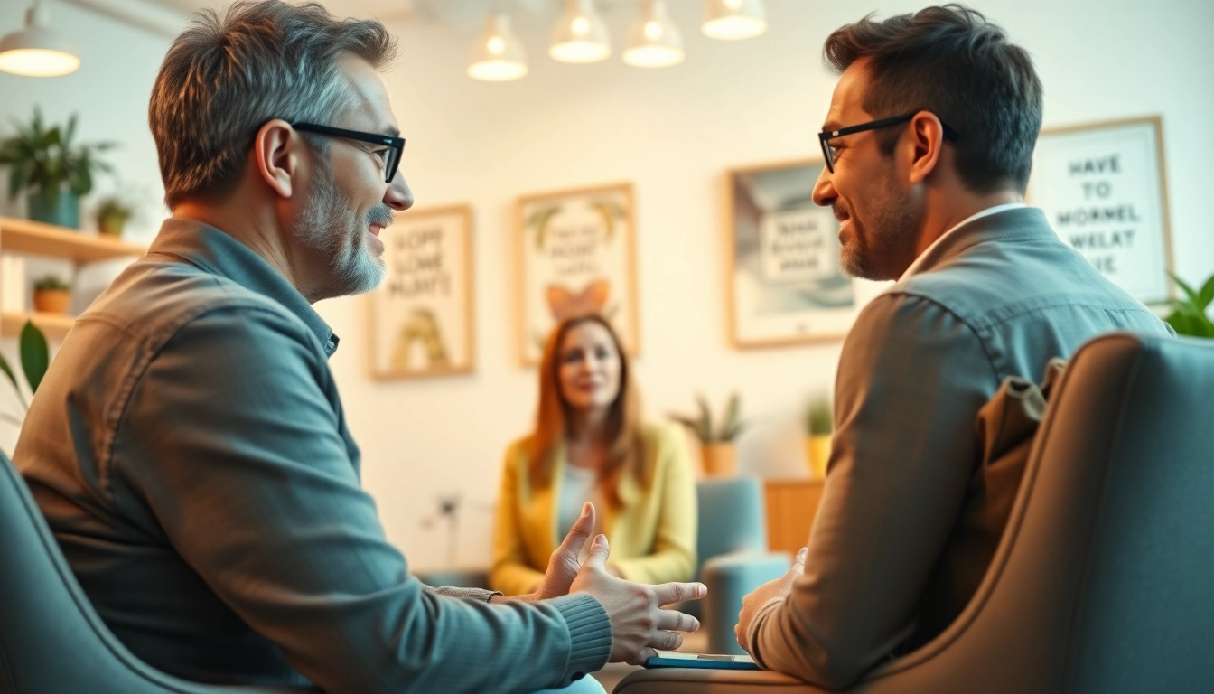 Engaging relationship coach assisting a couple in a supportive environment to improve their connection.