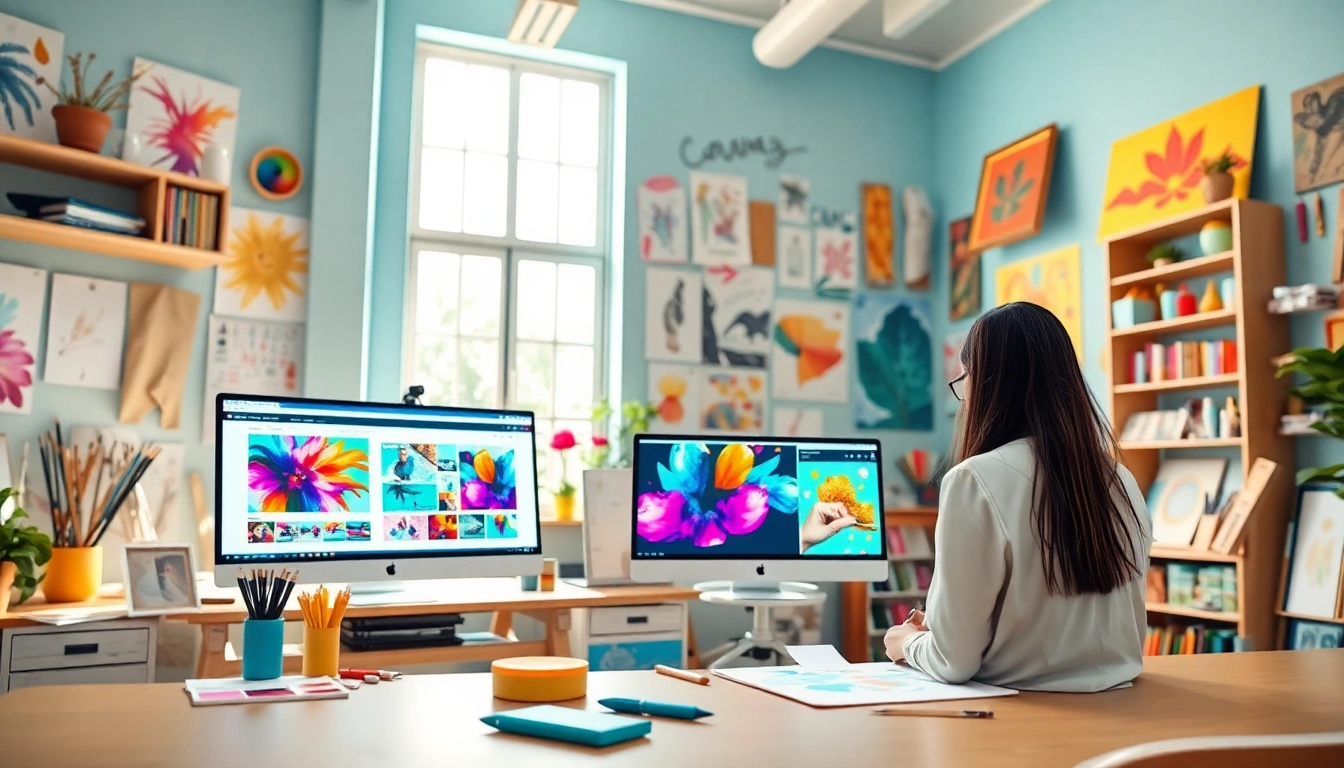 Use canva ai image generator to create stunning visual artwork in a creative studio.