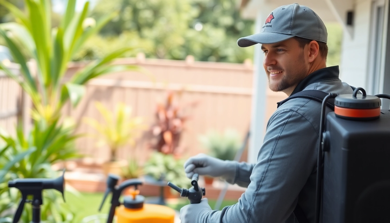 Pest control Sydney technician applying services in a suburban home environment