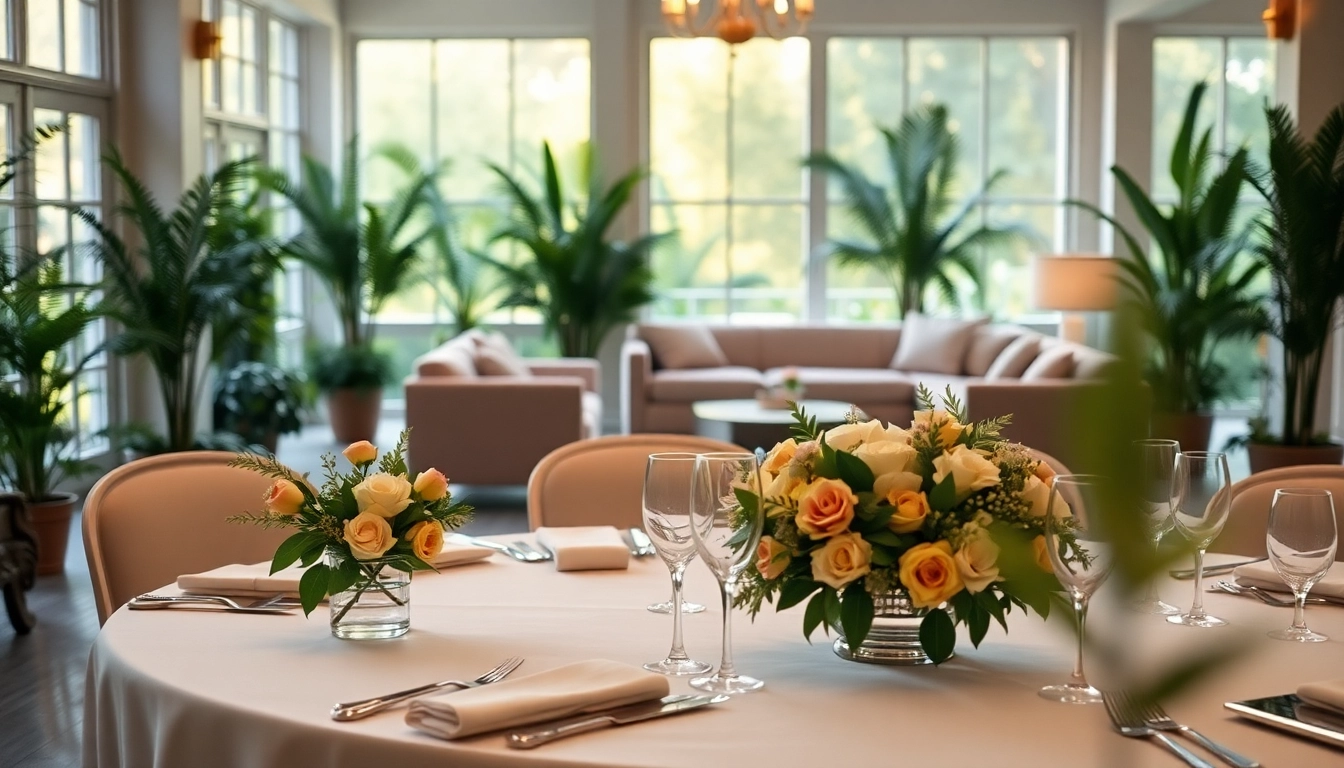 Stylish event setup at le lieu featuring elegant table arrangements and cozy seating.