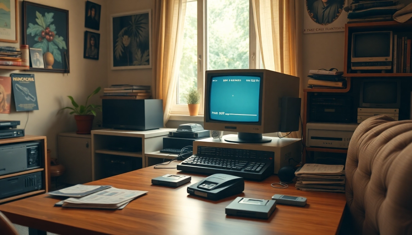 Engage with a nostalgic space featuring DOS games download on a vintage computer setup.