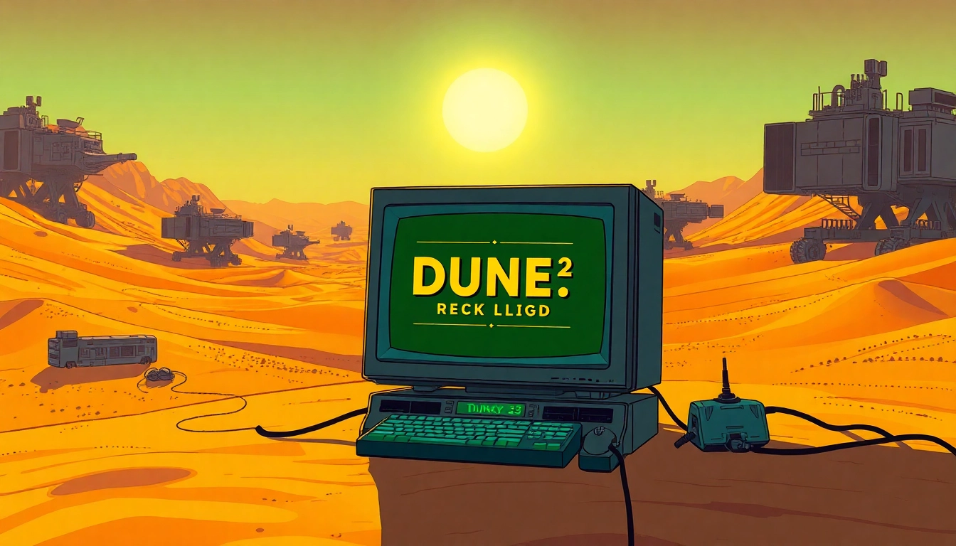 Engaging visuals showcasing the Dune 2 download interface amidst Arrakis' desert landscape.