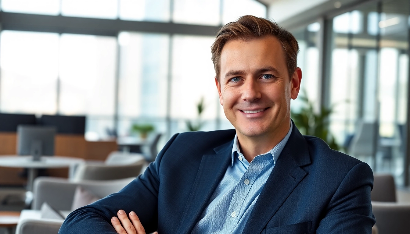 Thomas Schinecker confidently seated in his modern office, showcasing his leadership in the pharmaceutical industry.