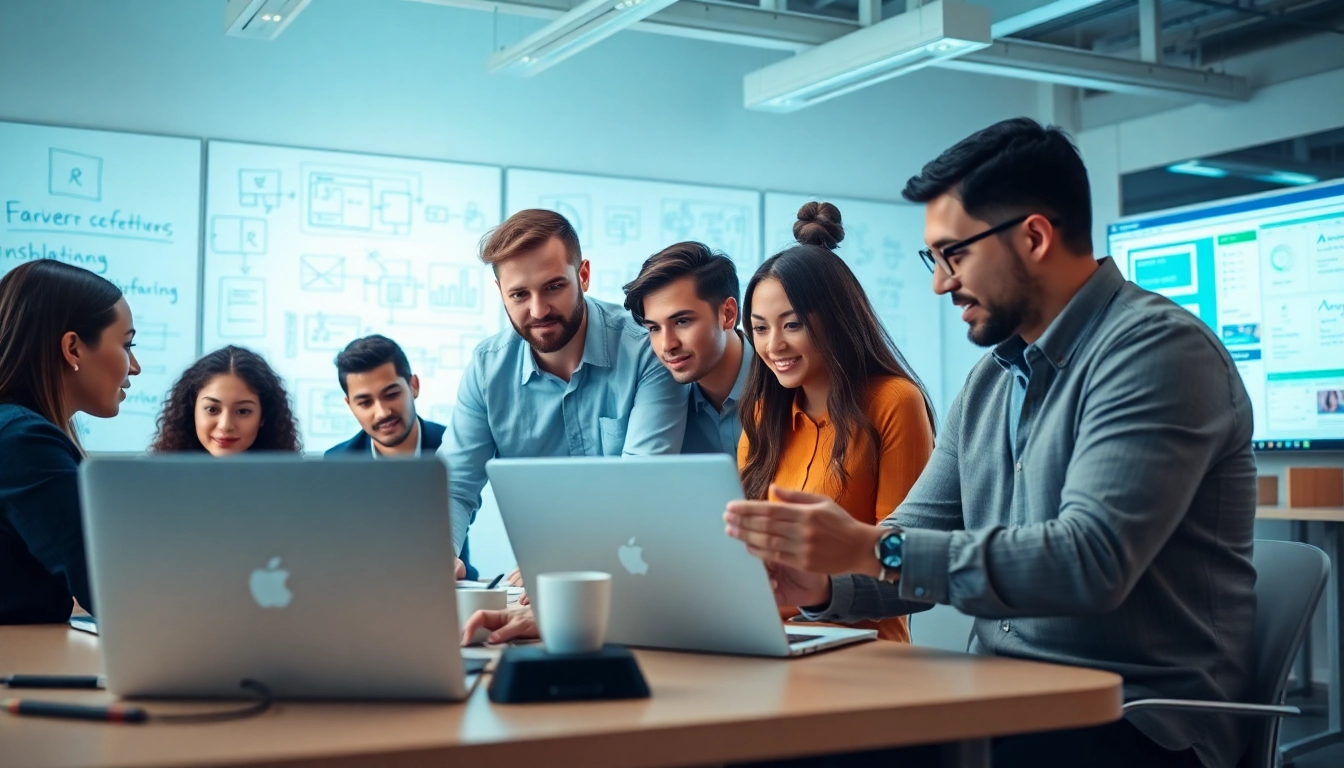 Enhancing web development through teamwork in a modern office environment.