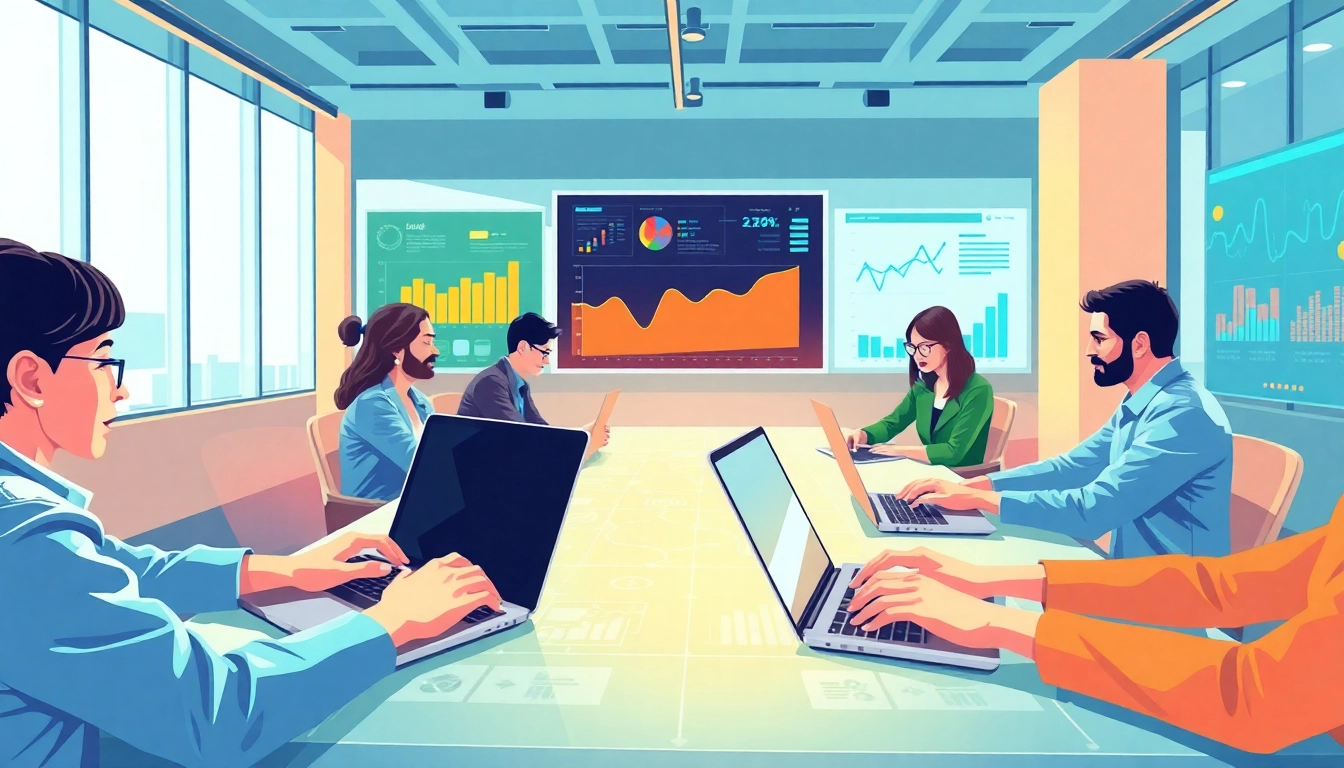 AI prompts for competitive intelligence illustrated in a collaborative office environment.