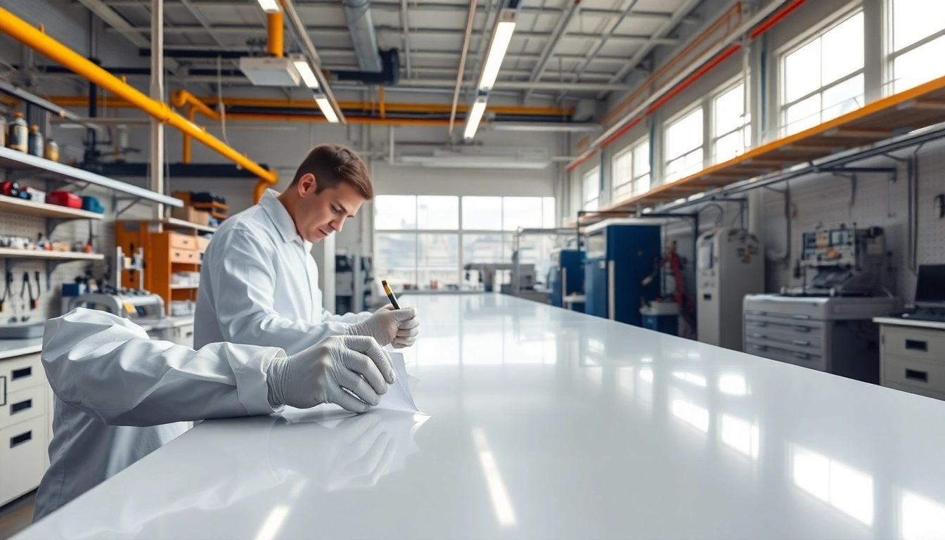 Applying high-performance adhesive films from https://www.makobond.com/adhesives-films in a professional lab.