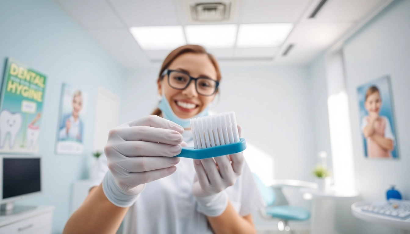 Promoting hygiene through visual demonstration of dental care techniques.