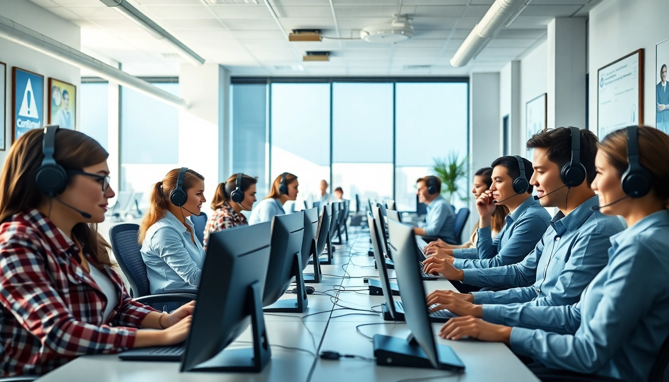 Engaging scene of customer service agents demonstrating effective strategies in Customer service Outscoring.