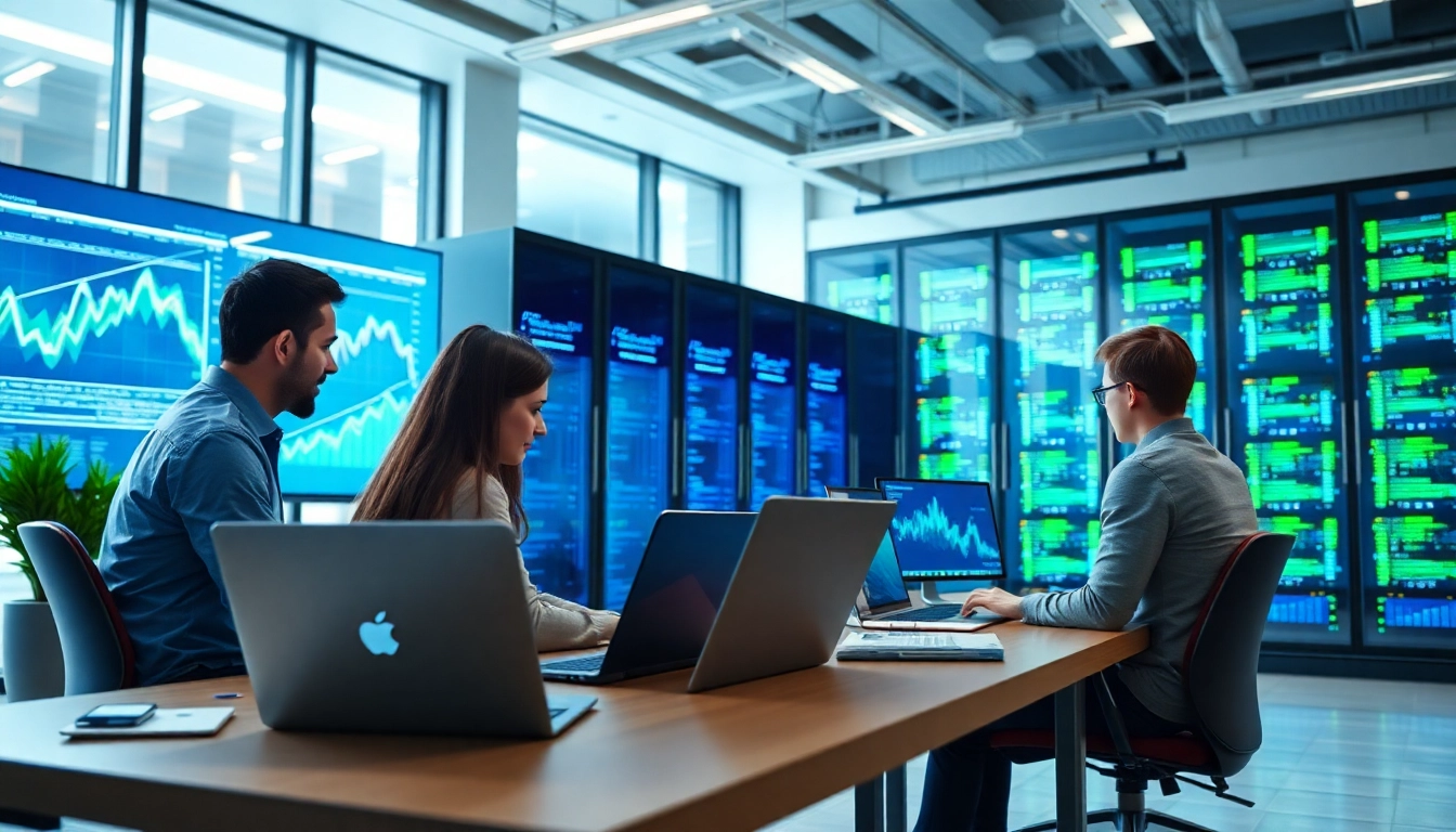 Showcasing the synergy between cloud infrastructure and DevOps services in a modern office.