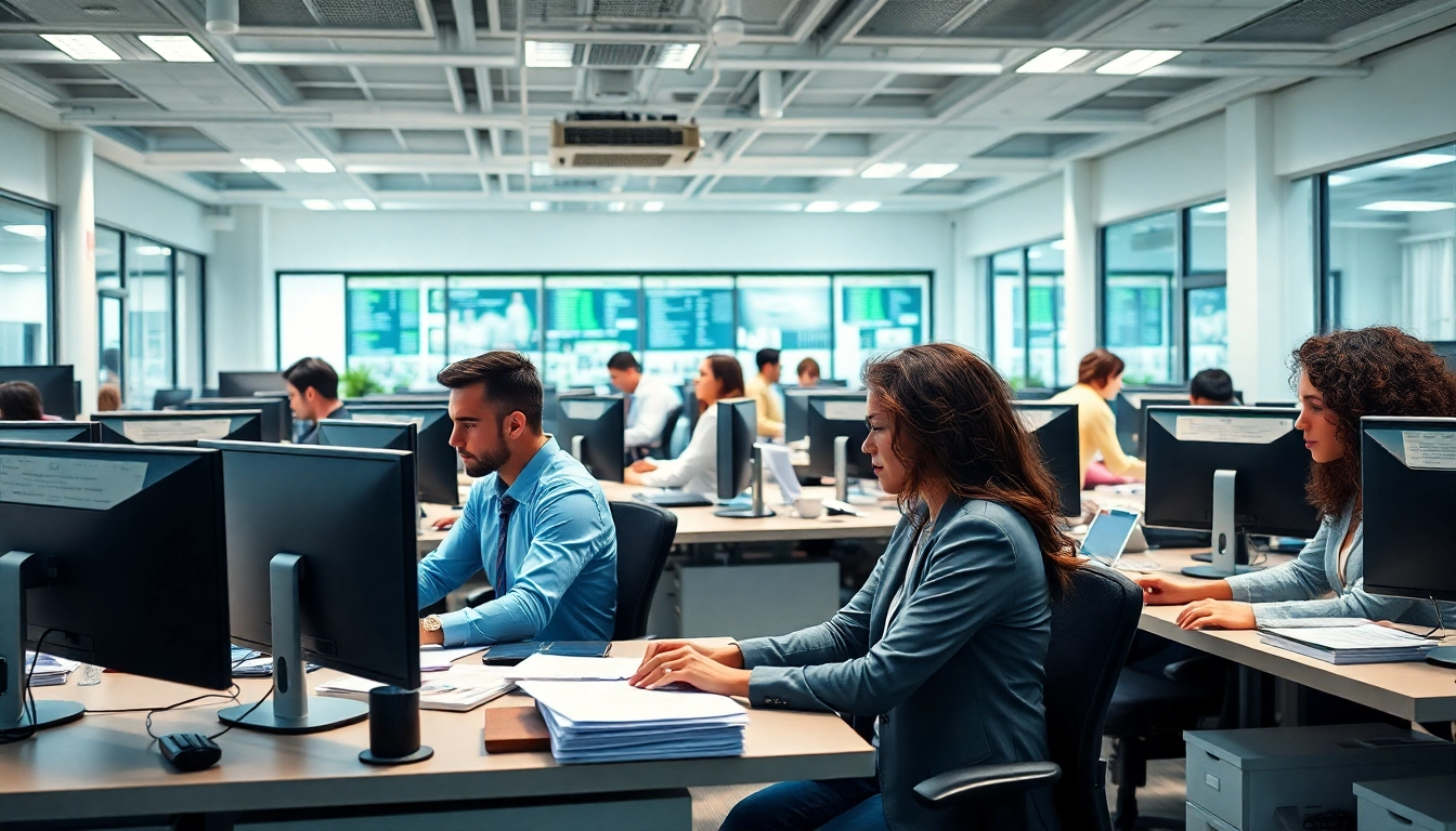 Enhancing efficiency with Order Processing Services team working in a bright office environment.