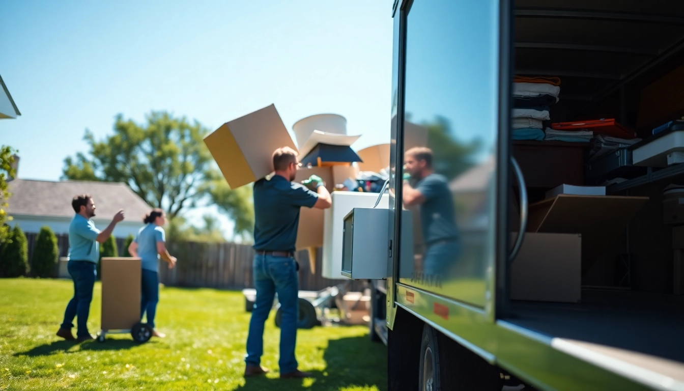 Assist with junk removal near me by professionals efficiently loading a truck with household items.