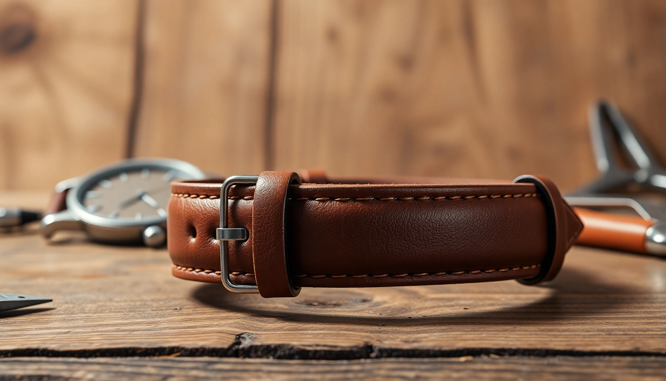 Showcase leather watch straps highlighting craftsmanship and elegance in warm natural light.