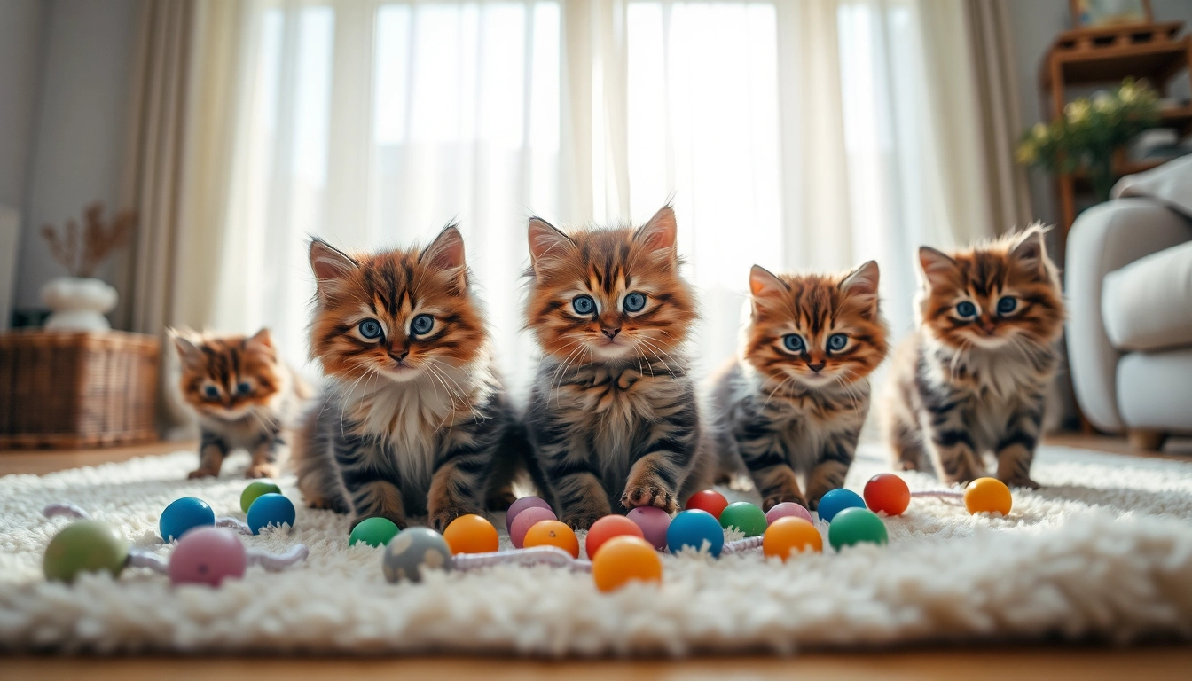 Adopt lively Maine Coon cats for sale Sacramento, showing playful kittens in a cozy home.