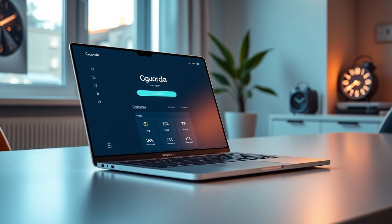Manage your cryptocurrency securely with the guarda wallet interface showcased in a modern workspace.