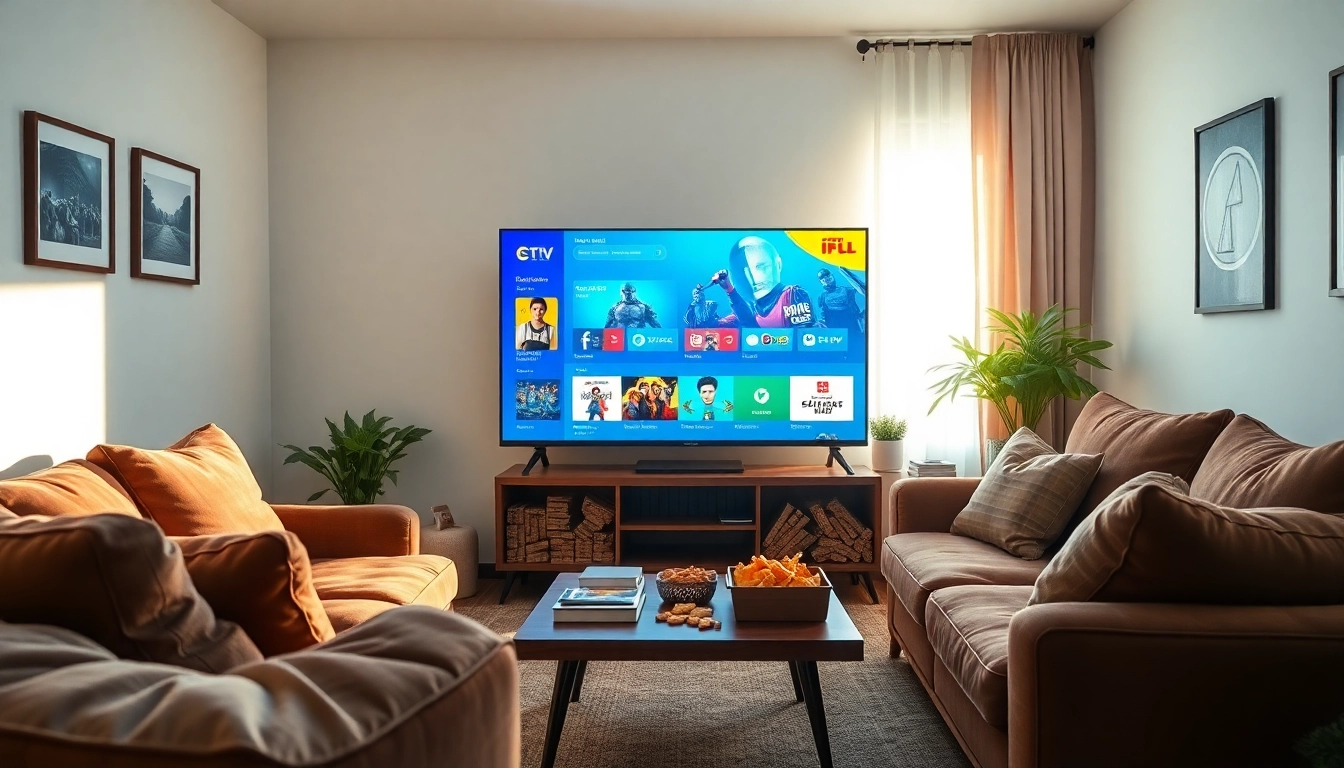 Profitez de l'expérience Abonnement iptv avec un téléviseur moderne dans un salon élégant.