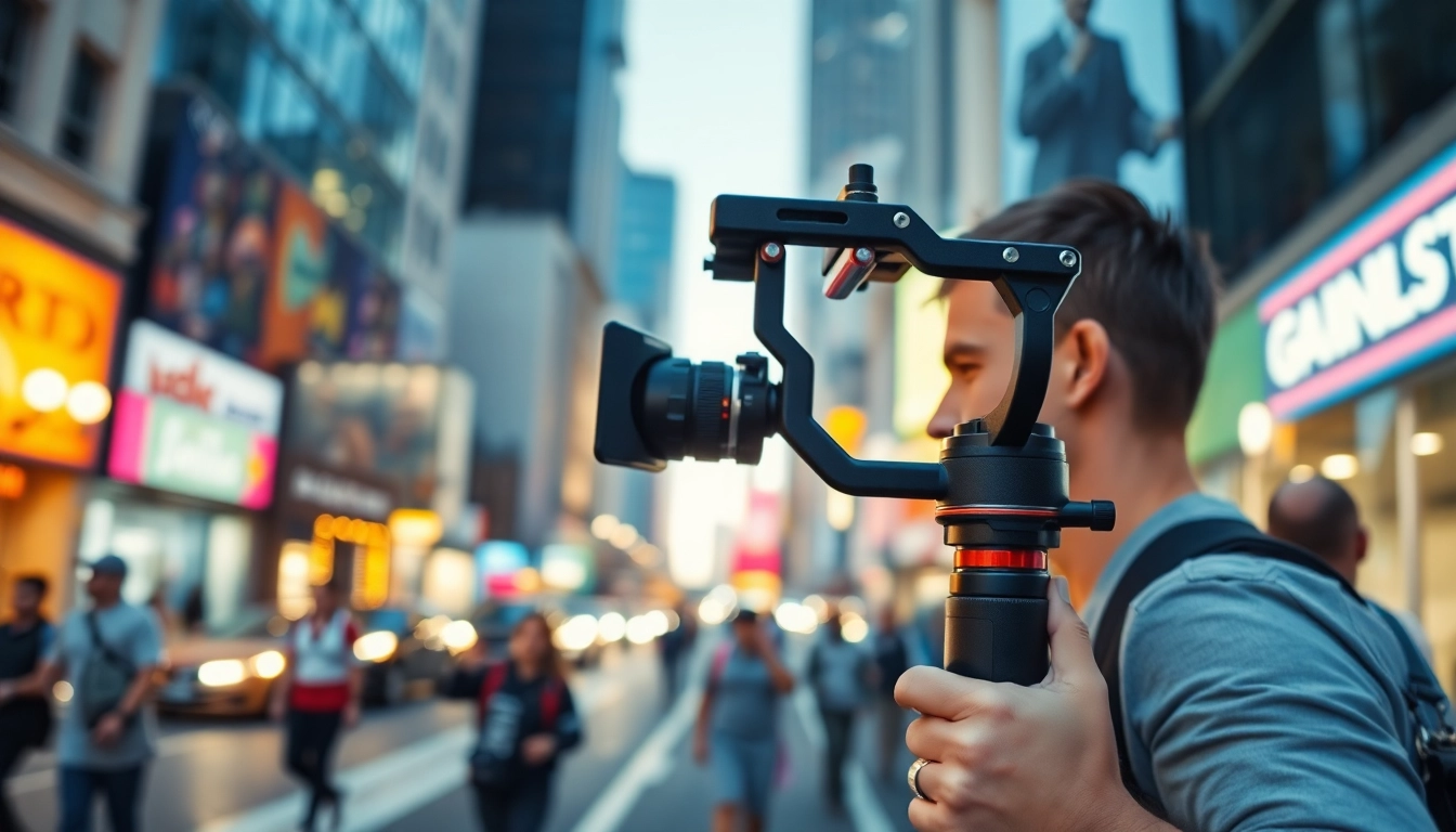 Using a gimble to stabilize video recording in an urban environment.