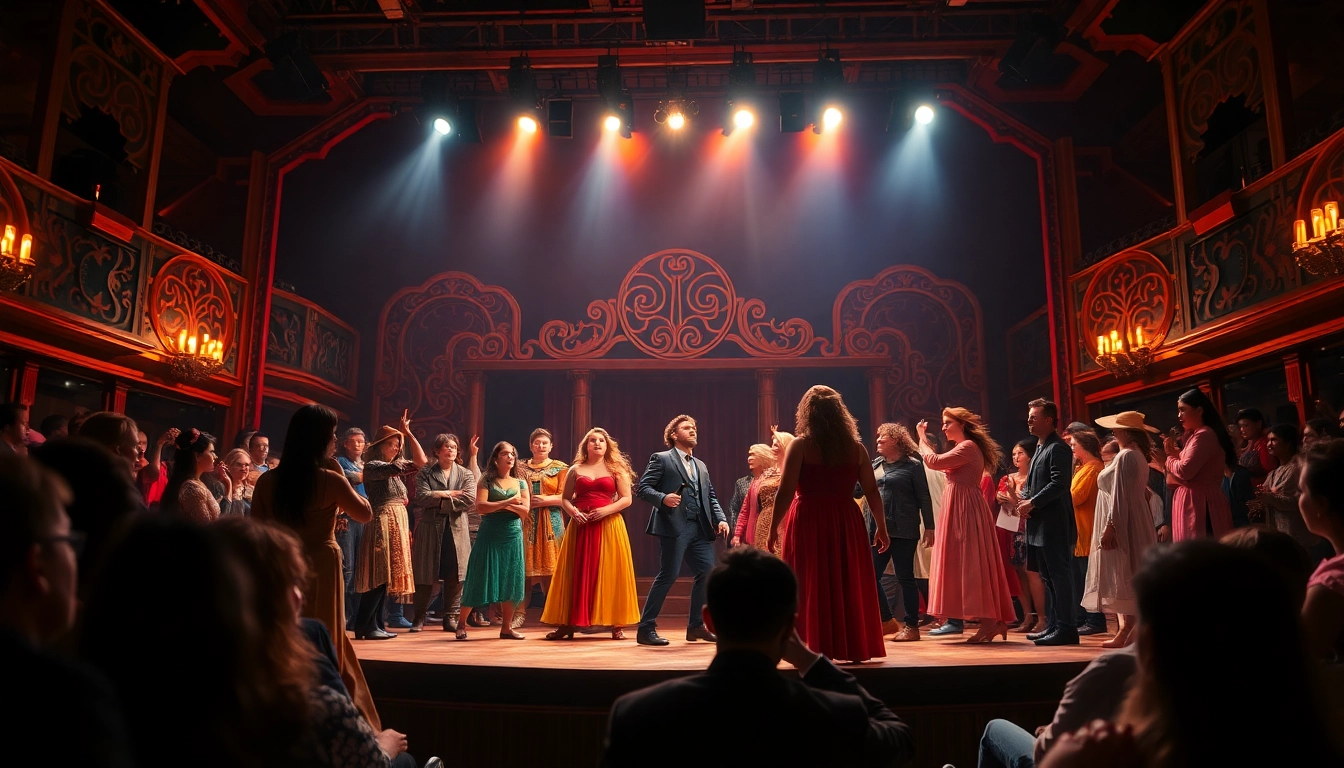 Experience the excitement of firelight theater performances with a dynamic cast on stage.