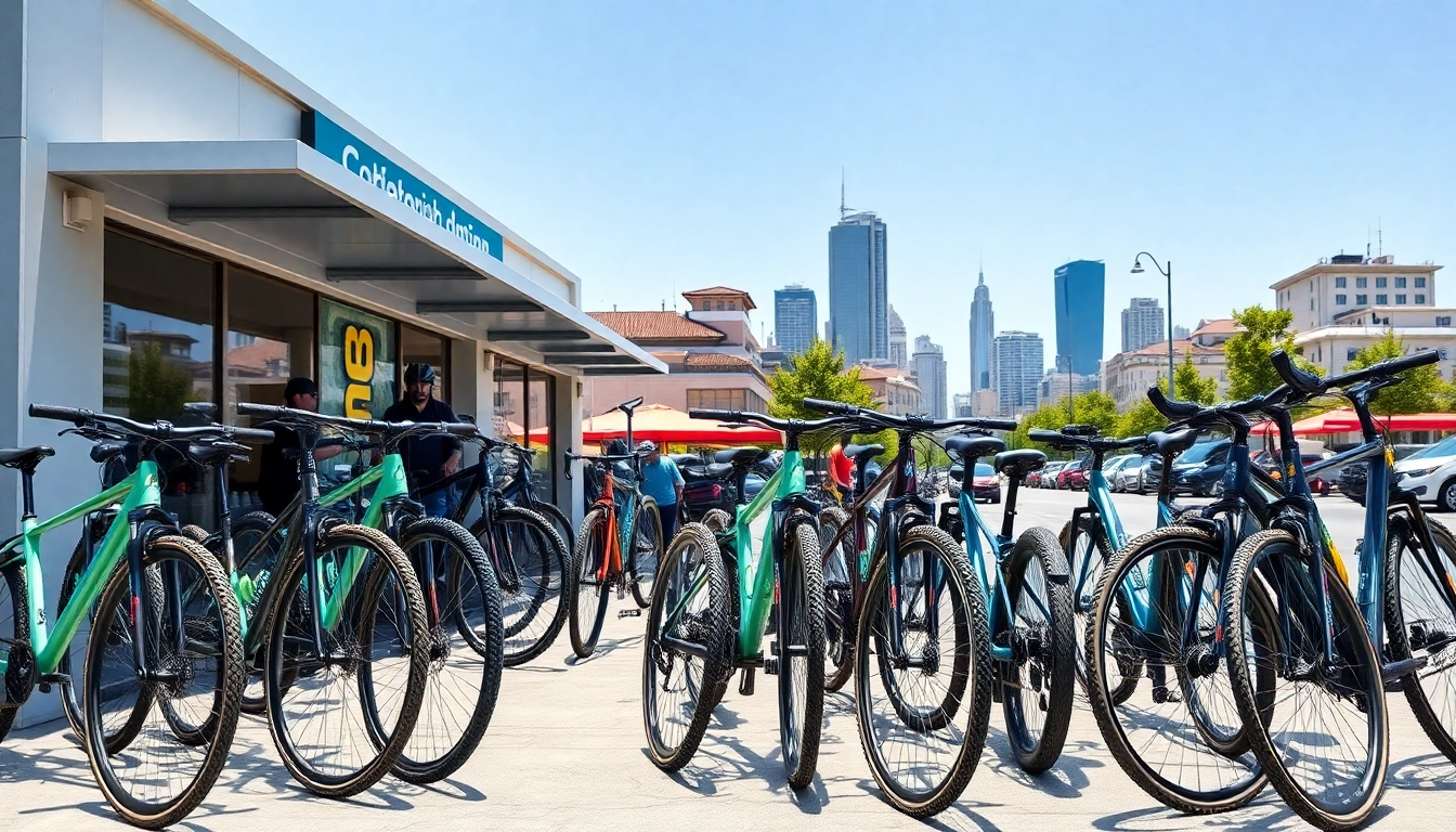 Rent bicycles at the closest bike rental shop with a range of colorful bikes and accessories.