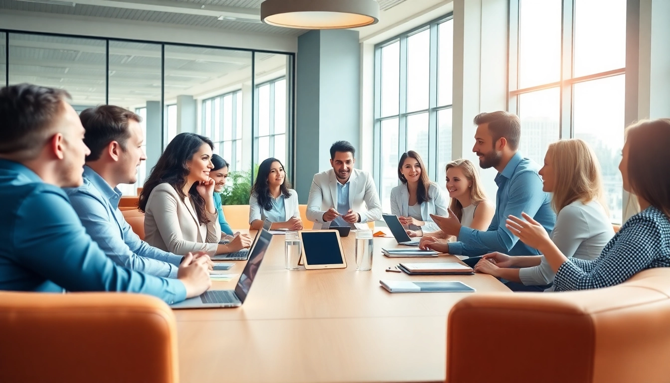 Discussing das 140 in a vibrant business meeting with diverse professionals.