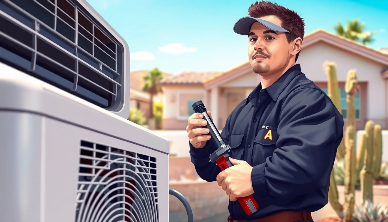 Expert AC repair service in Glendale, AZ, showcasing a technician at work on an air conditioning unit.